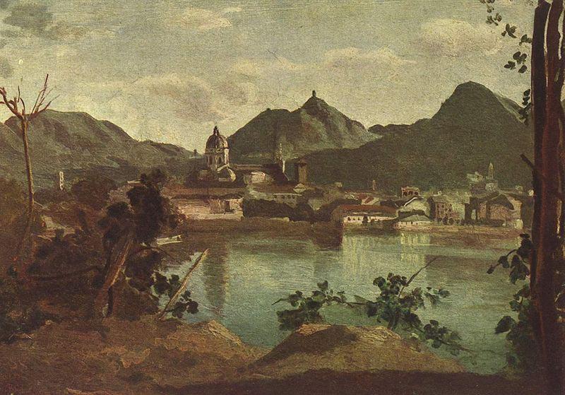 Jean-Baptiste Camille Corot Stadt und See von Como